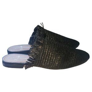 Sh120 Paolo Ladies Flat Black Weaved Mules 9.5